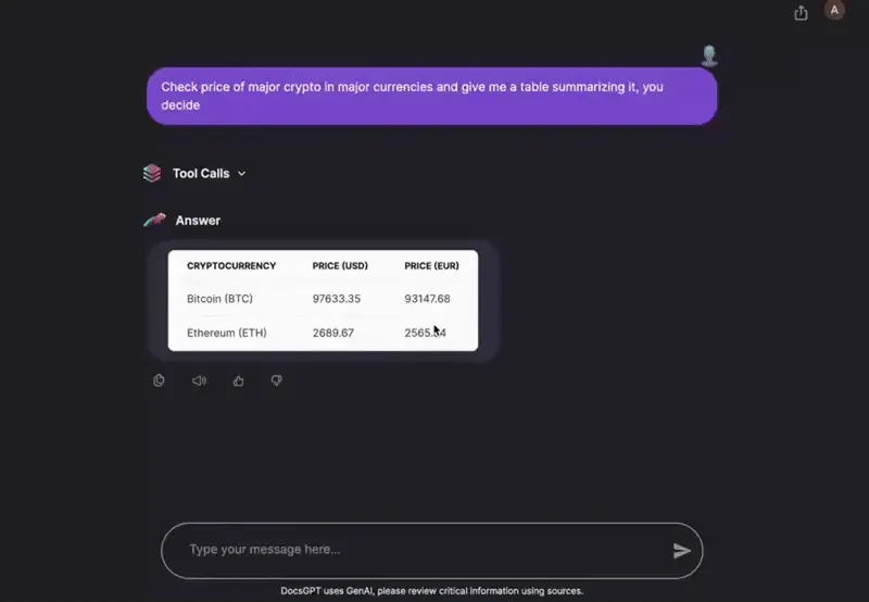 AI Tools menu and AI doing API requests